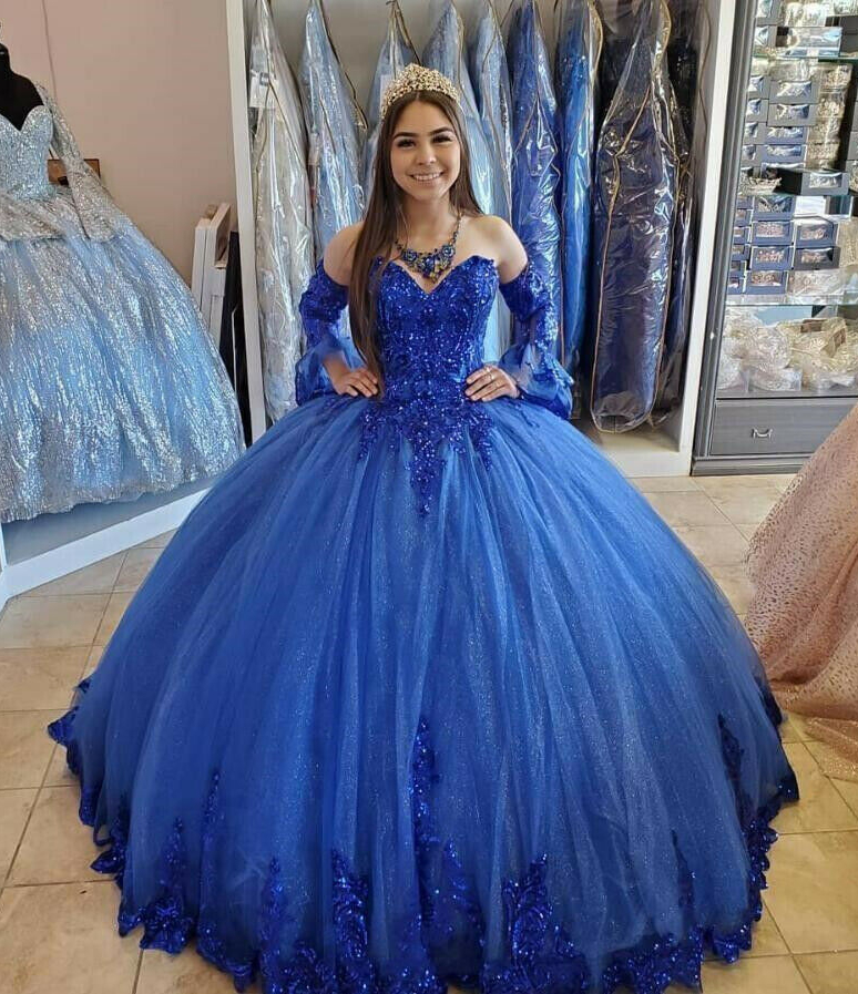 pretty princess quinceanera dress,princess collection quinceanera dress,in royal blue quinceanera dress,sequined bodice quinceanera dress,detachable sleeves quinceanera dress,cheap quinceanera dress from china,