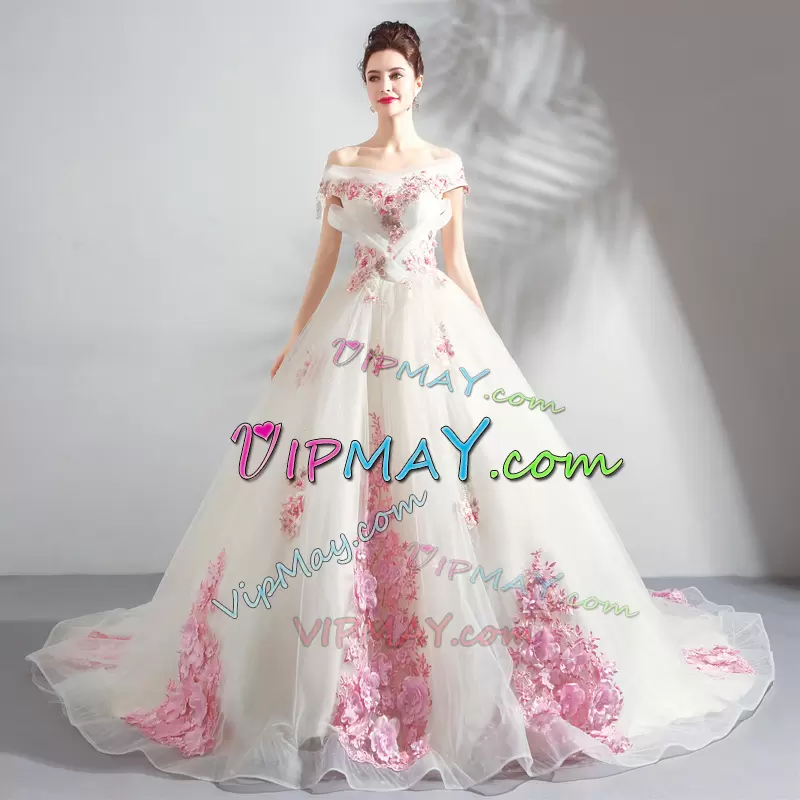 cheap off white wedding dress,white wedding dress with long trains,white wedding dress,ball gown off the shoulder wedding dress,cheap off the shoulder wedding dress,off the shoulder wedding dress,ball gown wedding dress with cap sleeves,off shoulder cap sleeve wedding dress,wedding dress with very long trains,wedding dress with long trains,wedding dress with colored flowers,wedding dress with 3d flowers,