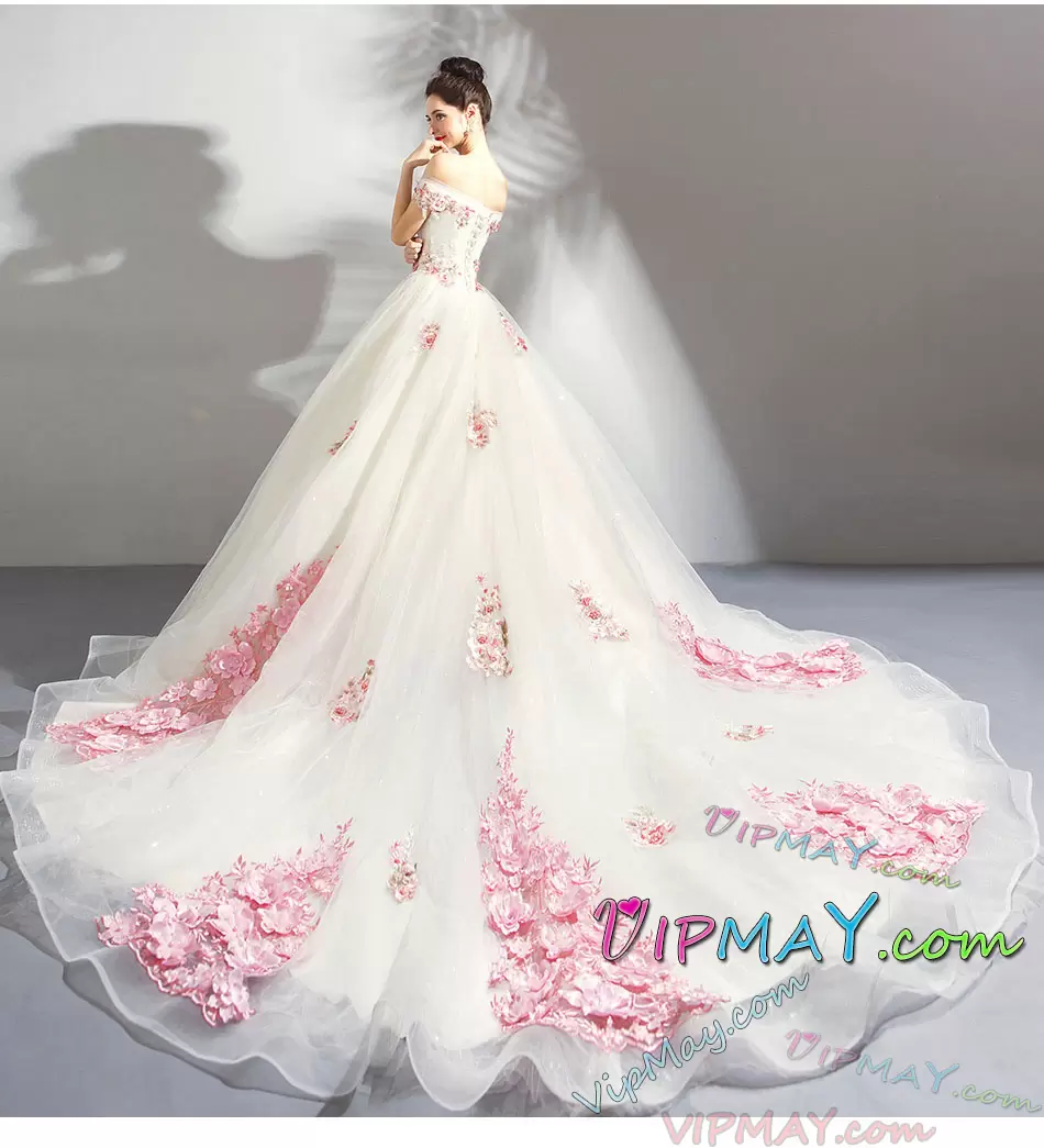 cheap off white wedding dress,white wedding dress with long trains,white wedding dress,ball gown off the shoulder wedding dress,cheap off the shoulder wedding dress,off the shoulder wedding dress,ball gown wedding dress with cap sleeves,off shoulder cap sleeve wedding dress,wedding dress with very long trains,wedding dress with long trains,wedding dress with colored flowers,wedding dress with 3d flowers,