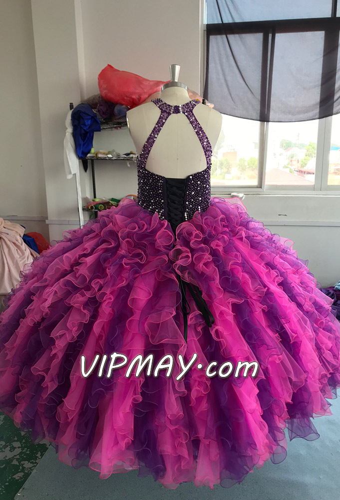 two tone quinceanera dress,customize your own quinceanera dress,customize quinceanera dress online,fully beaded pageant gown,beaded top quinceanera dress,quinceanera dress with ruffles,most elegant quinceanera dress,chinese quinceanera dress factory,very ornate quinceanera dress wholesale,wholesale quinceanera dress factory,dark purple quinceanera dress,purple quinceanera dress,halter high neck quinceanera dress with bling,halter neckline quinceanera dress,open back quinceanera dress,