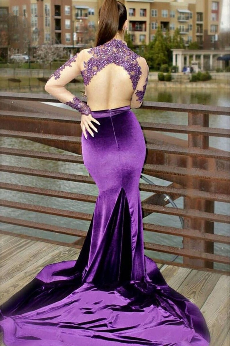 purple mermaid style prom dress,eggplant purple prom dress,two piece illusion prom dress,two piece mermaid prom dress,two piece prom dress,long sheer prom dress with long sleeves,prom dress with sheer neckline,sheer mermaid prom dress,beautiful long prom dress with long sleeves,long sleeve prom dress with train,long prom dress with long sleeves,long sleeve illusion dress,mermaid style long prom dress,high neck mermaid prom dress,open back mermaid prom dress,illusion mermaid prom dress,beautiful long train prom dress,illusion prom dress with train,mermaid open back prom dress,long open back prom dress,prom dress with open back,