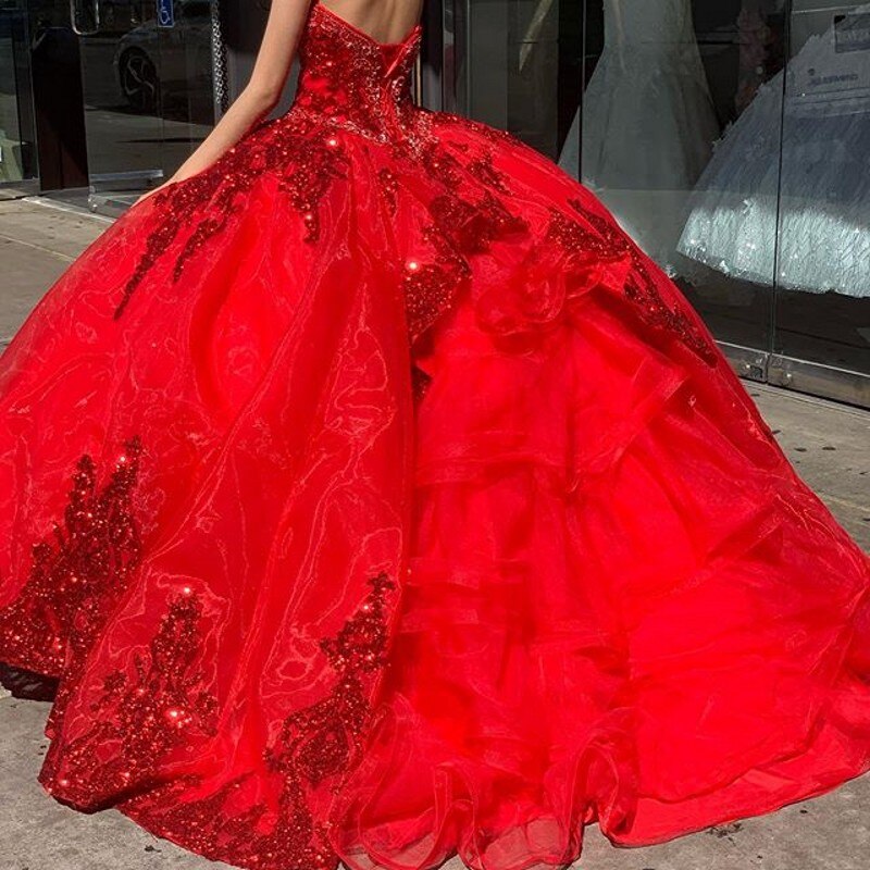 red quinceanera dress with sleeves,mexican inspired quinceanera dress,bright red quinceanera dress,organza quinceanera dress,sequined quinceanera dress,removable sleeves quinceanera dress,detachable sleeves quinceanera dress,hispanic birthday 16 quinceanera dress,sweet 16 birthday party dress,ball gowns with trains quinceanera dress,do quinceanera dress have trains,2021 quinceanera dress,