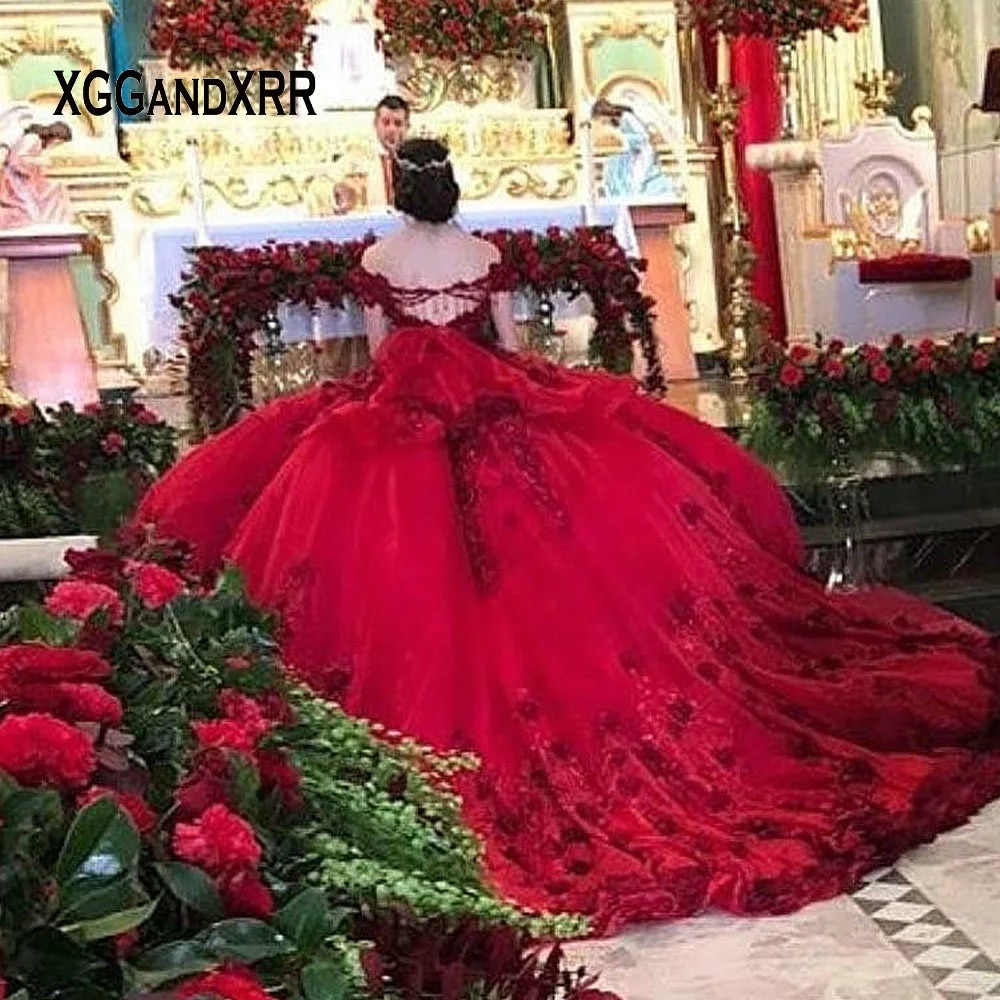 red quinceanera dress with flowers,off shoulder quinceanera dress,ball gowns with trains quinceanera dress,long train quinceanera dress,do quinceanera dress have trains,quinceanera dress with 3d flowers,plus size quinceanera dress,cheap plus size quinceanera dress,cut out back quinceanera dress,quinceanera dress with keyhole back,custom made quinceanera dress houston tx,xggandxrr,chinese quinceanera dress factory,