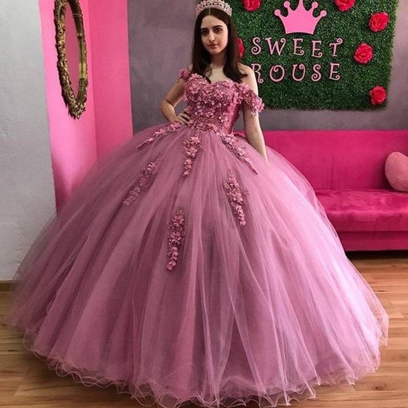 tulle and stain quinceanera dress,rose pink quinceanera dress,cheap quinceanera gown under 200 dollars,wholesale quinceanera dress california,quinceanera dress discount prices,off the shoulder quinceanera dress,quinceanera dress with 3d flowers,tulle skirt quinceanera dress,pink ball gown quinceanera dress,