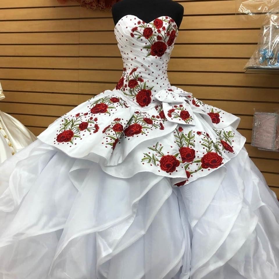 mexican style quinceanera dress,quinceanera dress from mexico city,modern mexican quinceanera dress,customize quinceanera dress online,quinceanera dress customizer,red and white quinceanera dress,white and red quinceanera dress,white quinceanera dress,ruffled organza quinceanera dress,victorian rose couture quinceanera dress,floral embroidery quinceanera dress,