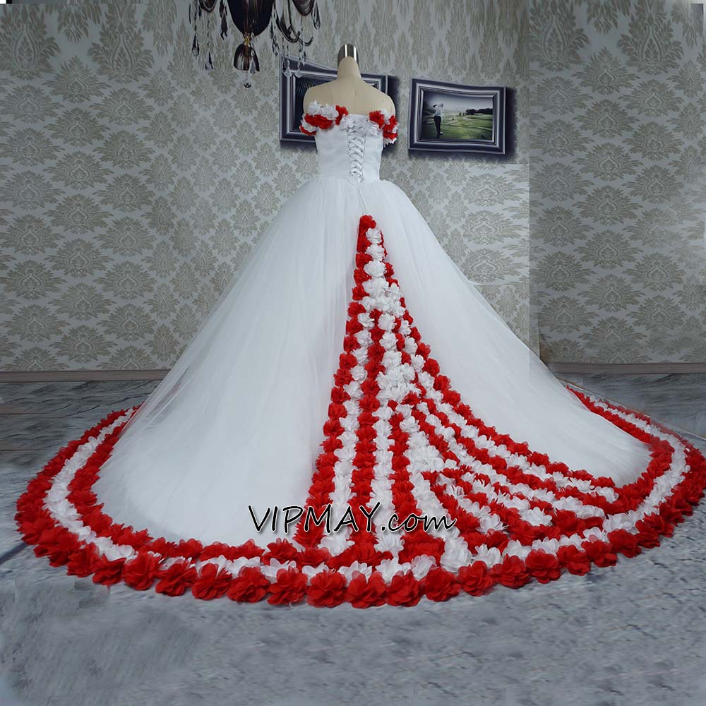 white and red quinceanera dress,tulle skirt quinceanera dress,quinceanera dress with 3d flowers,modest and traditional quinceanera dress,traditional quinceanera dress etsy,princess bridal quinceanera dress,bridal gown with cathedral trains,bridal dress with long trains,