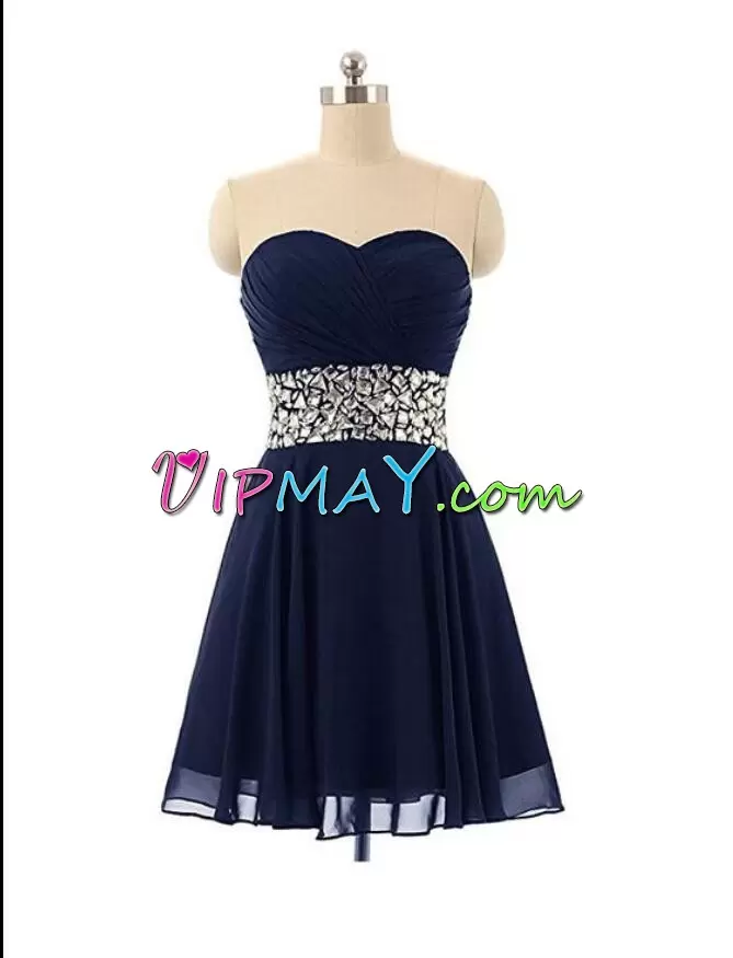 Sleeveless Sweetheart Lace Up Mini Length Beading Junior Homecoming Dress Sweetheart