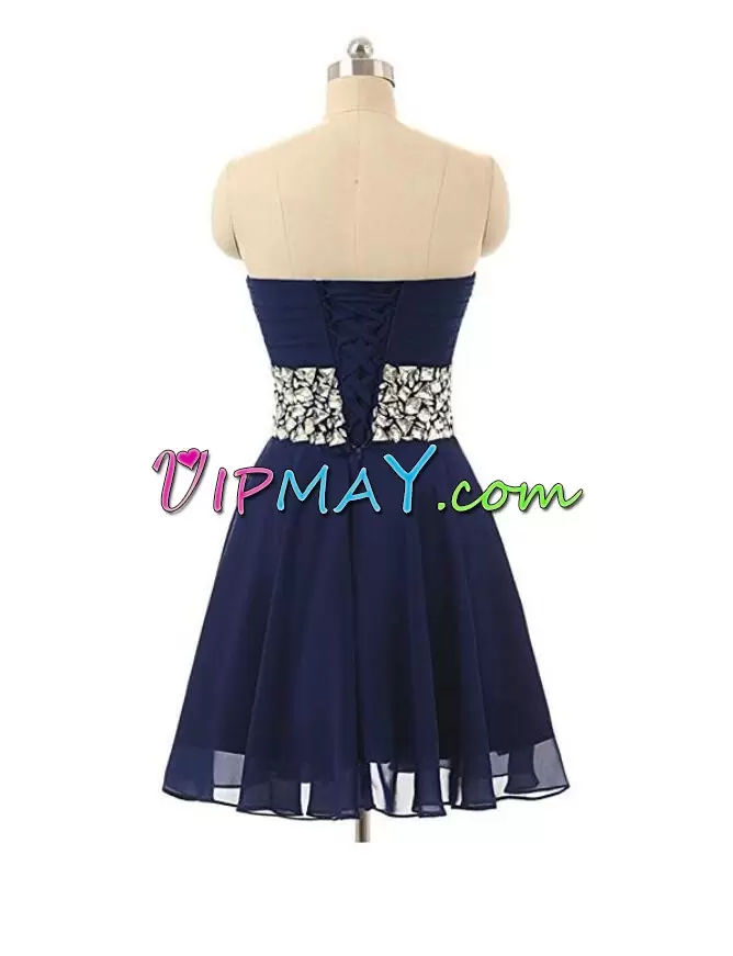 Sleeveless Sweetheart Lace Up Mini Length Beading Junior Homecoming Dress Sweetheart