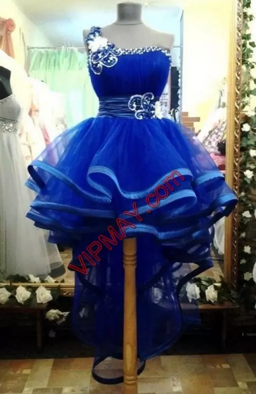 Tulle Sleeveless High Low Prom Dress and Beading Homecoming Dress