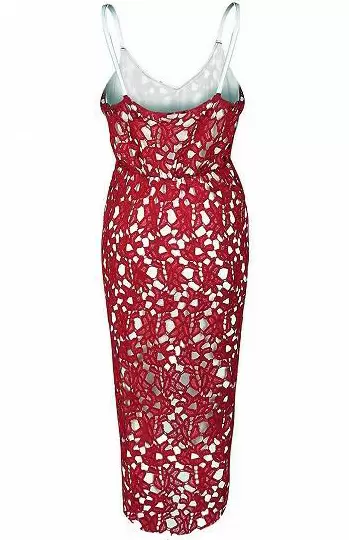 Glamorous Red A-line Spaghetti Straps Sleeveless Lace High Low Side Zipper Prom Homecoming Dress