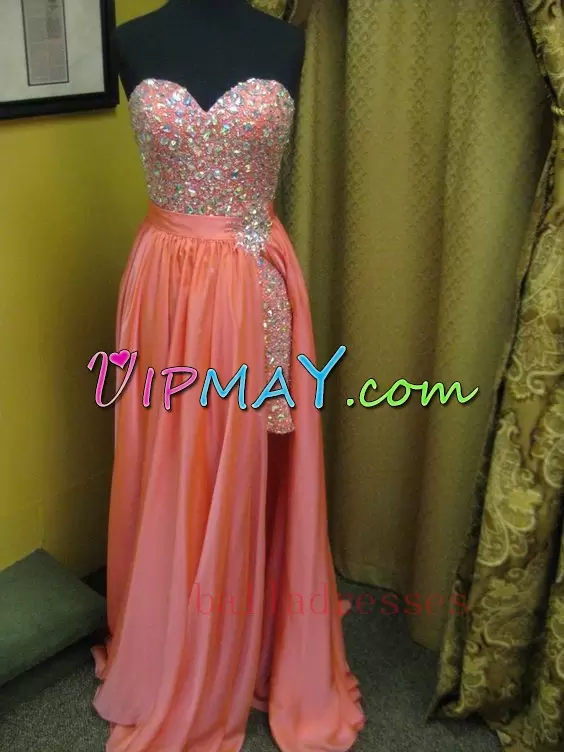 Orange Sleeveless Chiffon Lace Up Homecoming Dress for Prom and Party