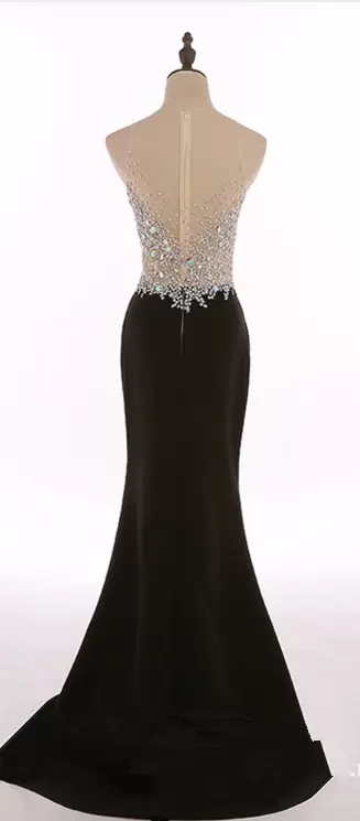 Delicate Chiffon Scoop Sleeveless Sweep Train Zipper Beading Homecoming Party Dress in Black