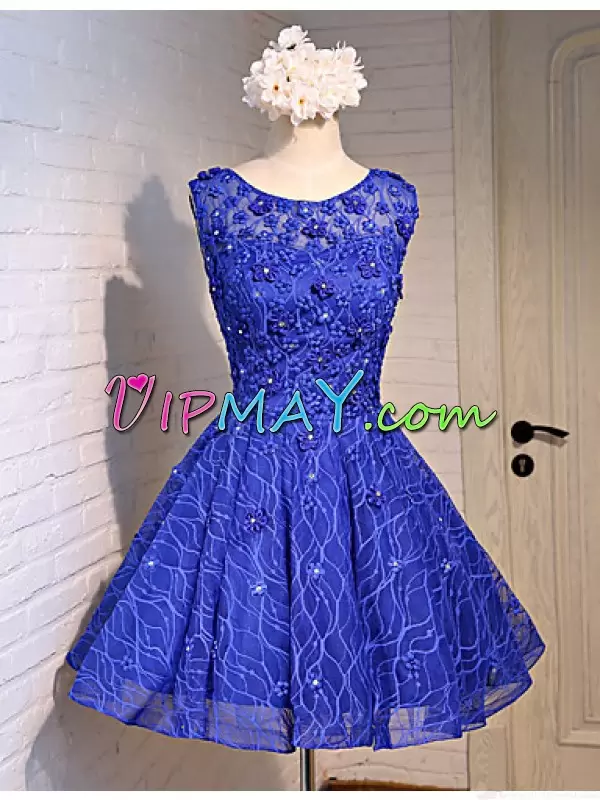 pageant dress with 3d flowers,sexy lace party dress,short lace mother of the bride dress,short lace homecoming dress,royal blue homecoming dress,royal blue short homecoming dress,