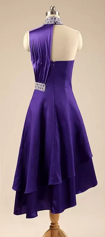 Sleeveless Asymmetrical Beading Zipper Prom Dresses with Purple