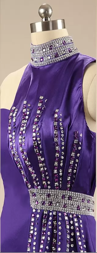 Sleeveless Asymmetrical Beading Zipper Prom Dresses with Purple