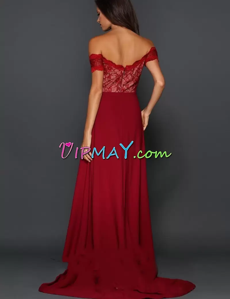 Amazing Red Empire Sweetheart Sleeveless Satin and Chiffon Floor Length Backless Beading and Lace Evening Dress