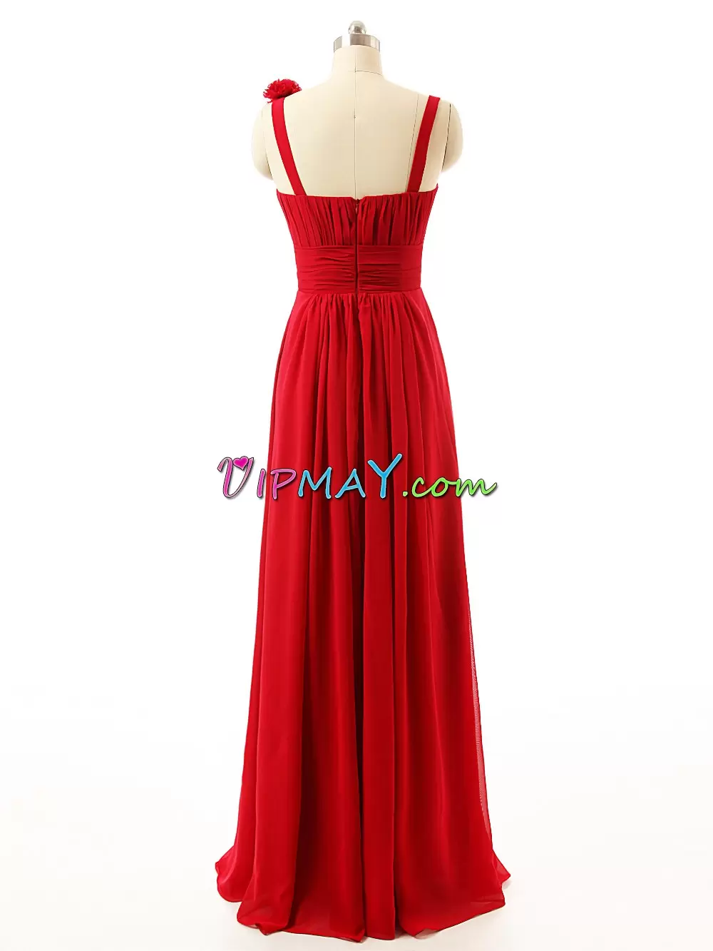 Lovely Red Sleeveless Hand Made Flower Floor Length Prom Evening Gown