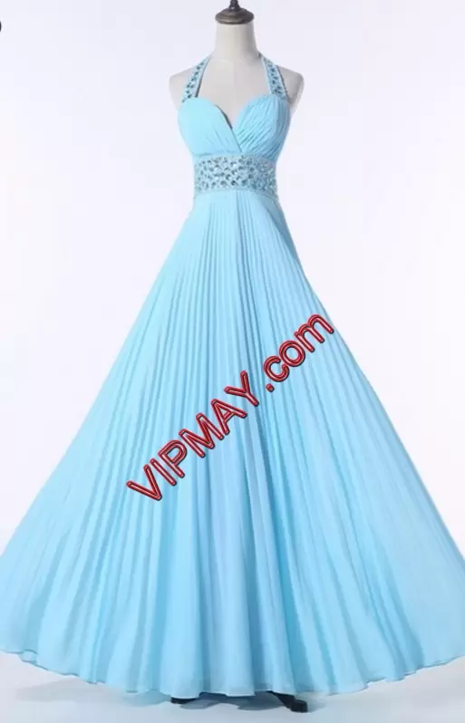 New Style Red Sleeveless Floor Length Beading Lace Up Prom Dress V-neck