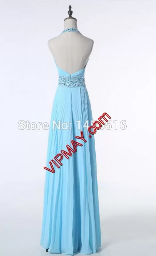 New Style Red Sleeveless Floor Length Beading Lace Up Prom Dress V-neck