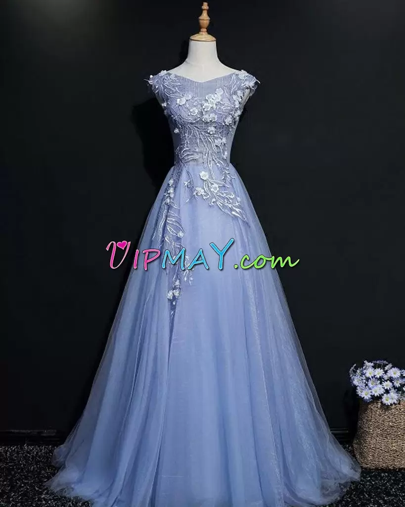 cheap light blue formal dress,light blue long prom dress,blue v neck prom dress,v neck long formal dress,lace prom dress long length,cheap long lace prom dress,long prom dress with trains,prom dress with corset back,