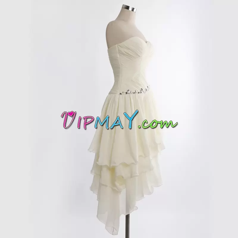 New Style Sleeveless Sweetheart Zipper Asymmetrical Beading and Ruching Homecoming Dresses Sweetheart