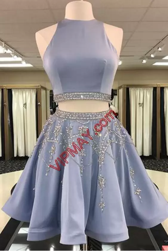 two piece prom dress,light blue prom dress,pale blue prom dress,short prom dress,mini length prom dress,cheap two piece short prom dress,two piece short cocktail dress,two pieces short prom dress,two piece knee length prom dress,two pieces prom dress,halter top short prom dress,