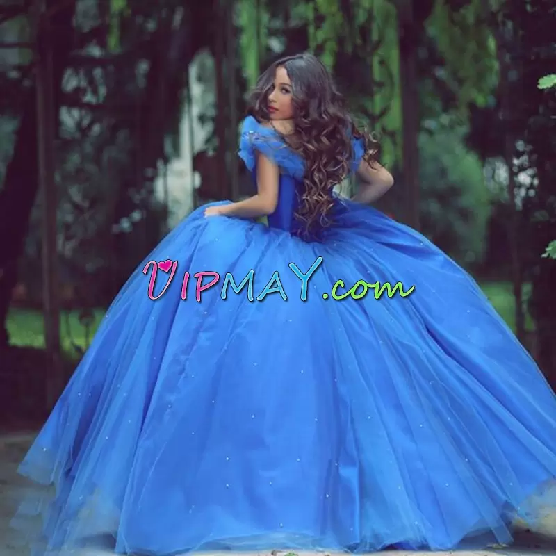 Beauteous Floor Length Ball Gowns Sleeveless Royal Blue Prom Evening Gown Lace Up