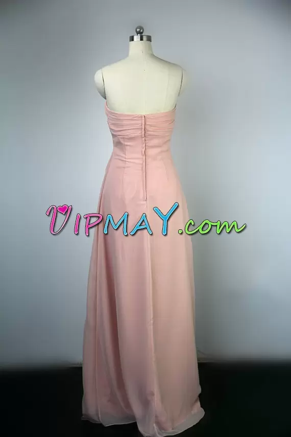Luxury Pink V-neck Backless Appliques Prom Gown Brush Train Sleeveless