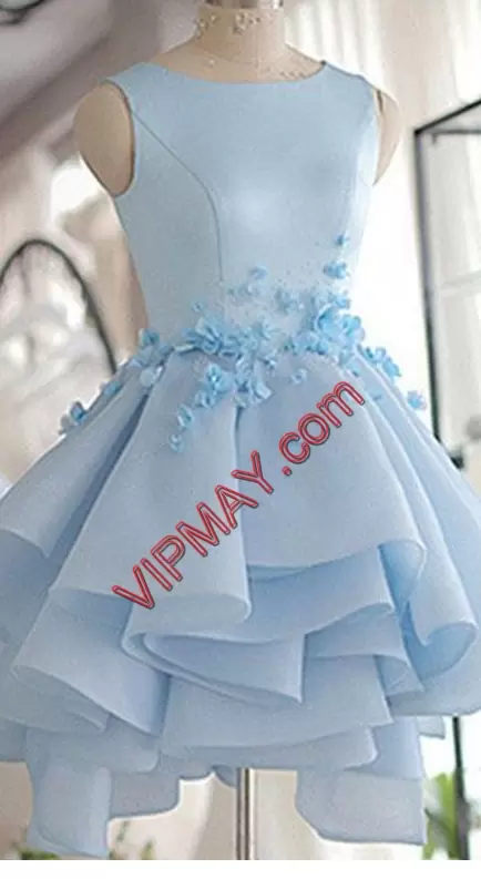 Chiffon and Tulle Sleeveless Mini Length Homecoming Dress and Appliques