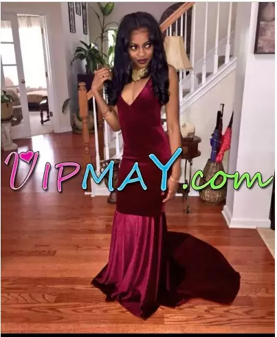 Comfortable Wine Red Sleeveless Sweep Train Ruching Homecoming Party Dress