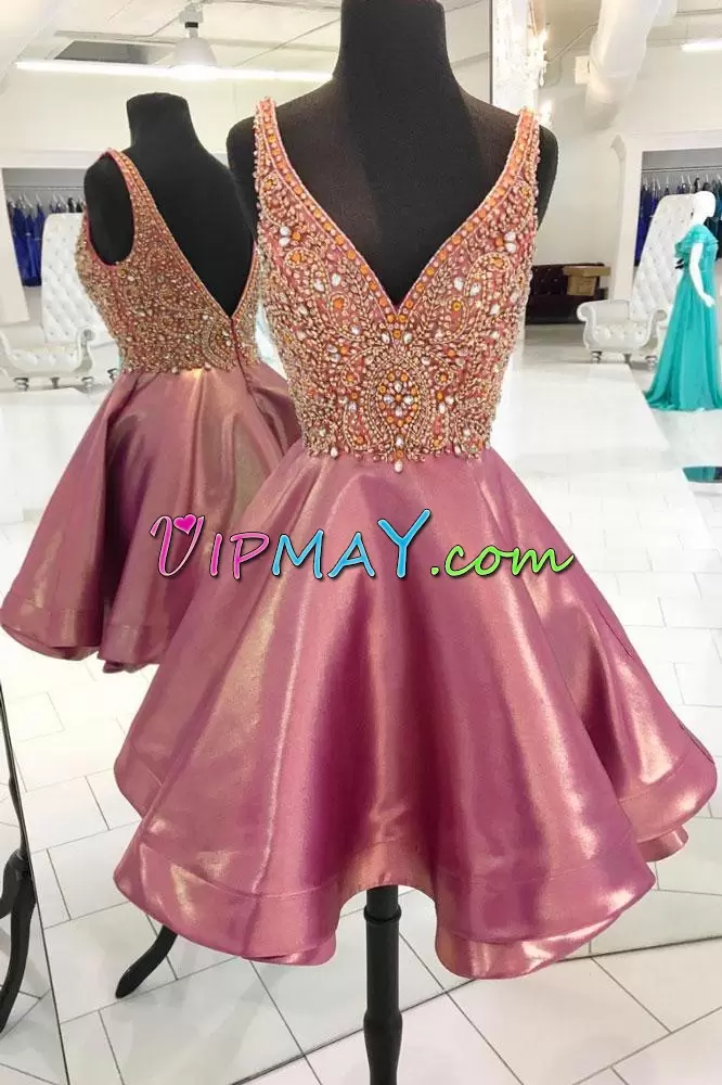 Fine Organza Sleeveless Mini Length Prom Gown and Beading