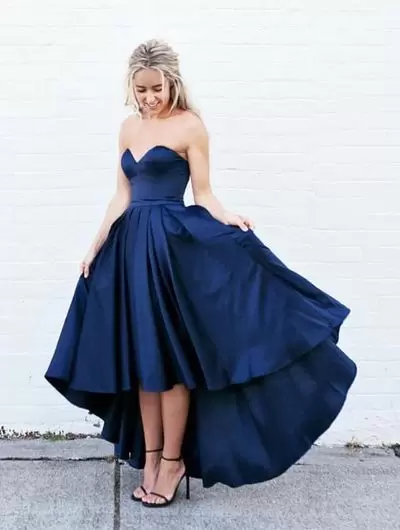 Excellent Sleeveless High Low Lace Up Homecoming Dresses in Navy Blue with Ruching