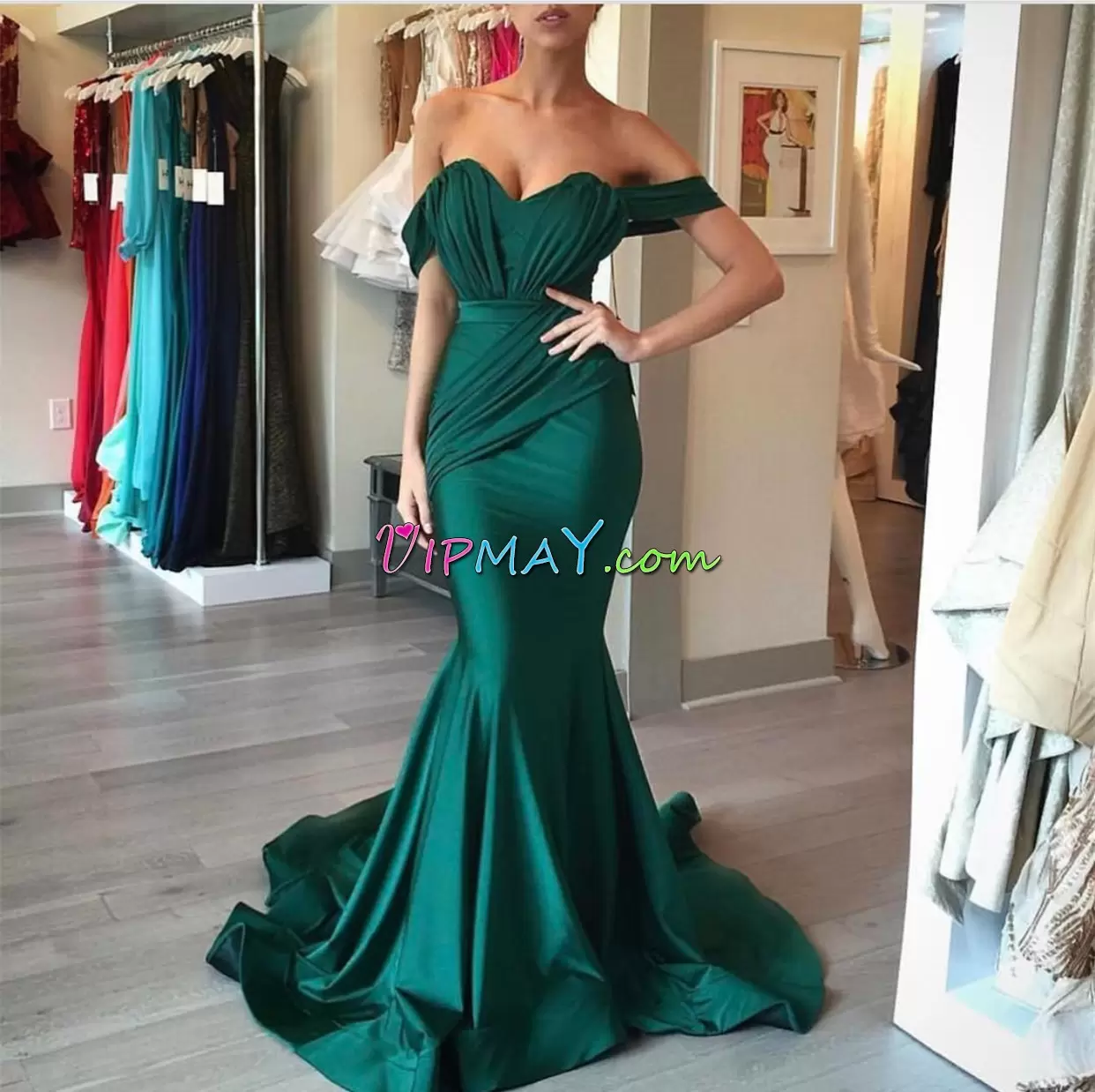 Spectacular Ruching Prom Party Dress Dark Green Sleeveless Brush Train