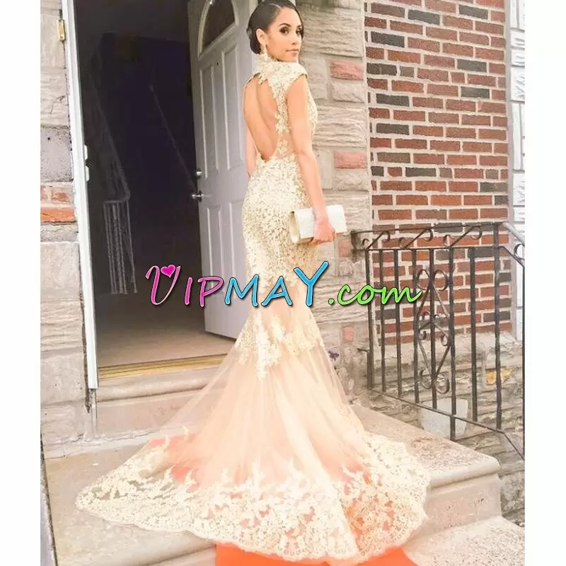 Eye-catching Floor Length White Evening Dresses Satin and Organza Sleeveless Beading and Lace