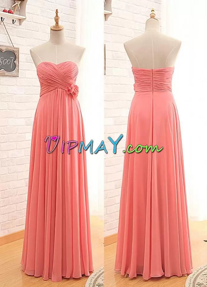 Custom Made Chiffon Sweetheart Sleeveless Zipper Ruching Junior Homecoming Dress in Pink