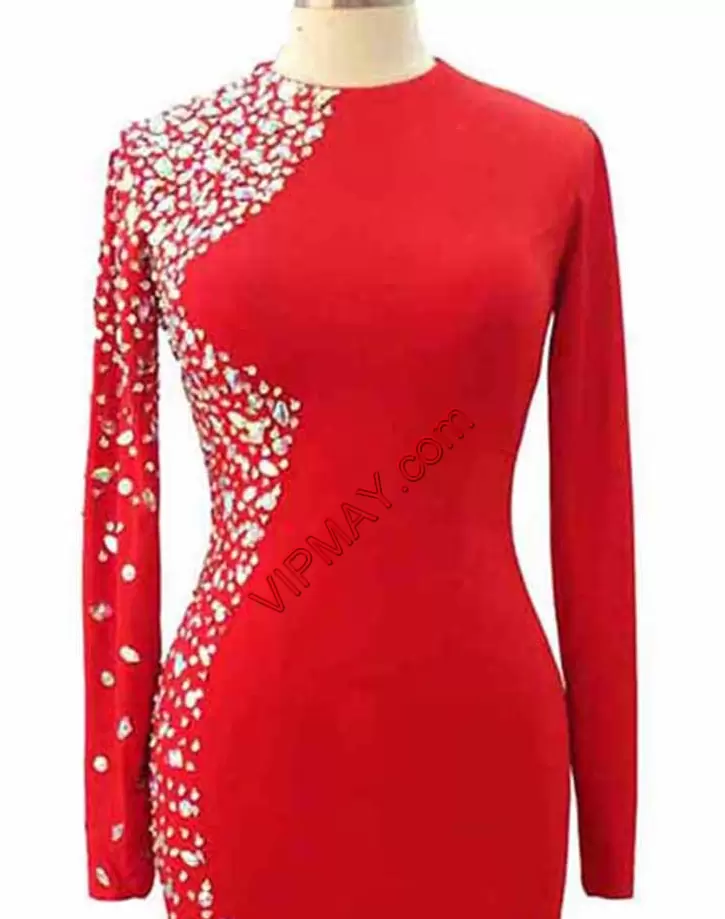 Red Long Sleeves Zipper Homecoming Dress for Prom and Party