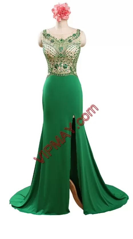 Extravagant Dark Green Sweetheart Neckline Beading and Lace Sleeveless Lace Up