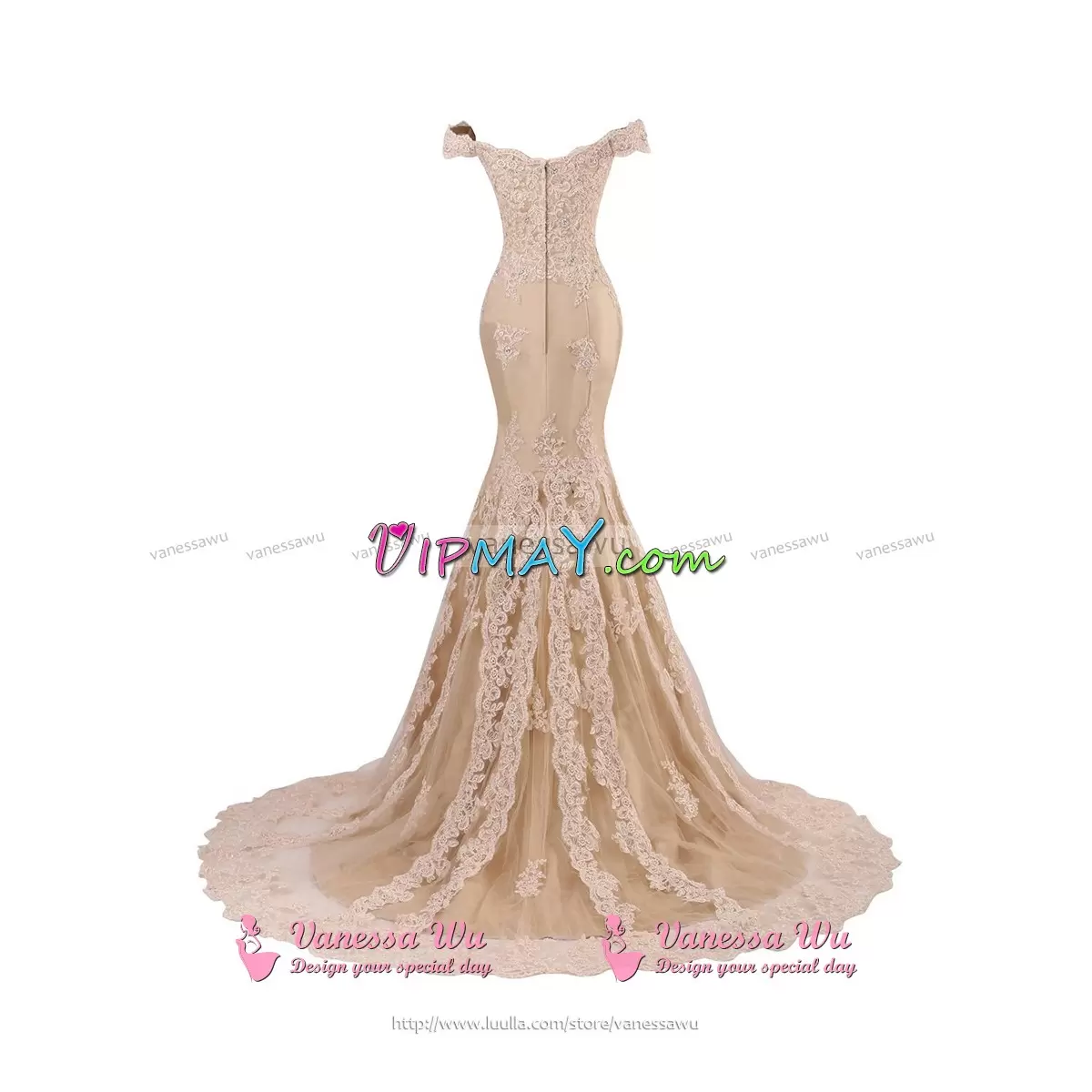 Exquisite Champagne Tulle Zipper Off The Shoulder Sleeveless With Train Homecoming Dress Sweep Train Beading and Appliques