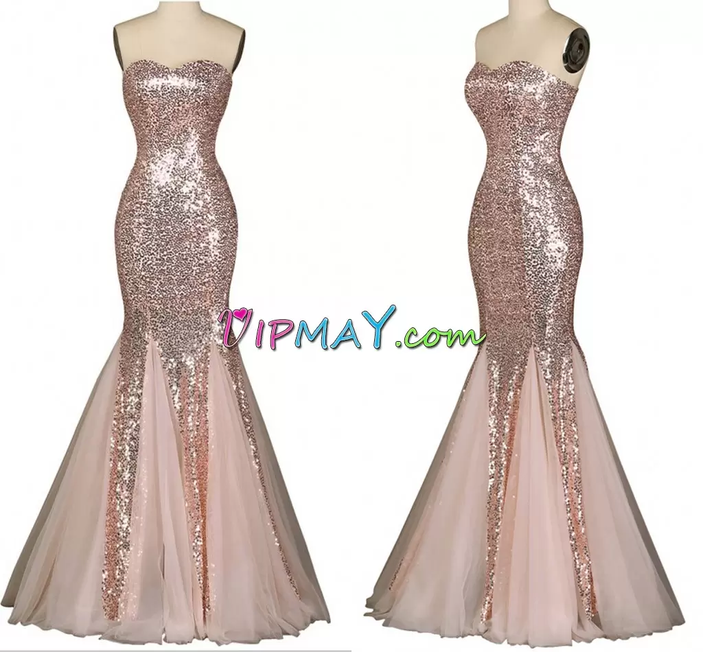 Fancy Mermaid Homecoming Party Dress Pink Sweetheart Tulle Sleeveless Floor Length Lace Up