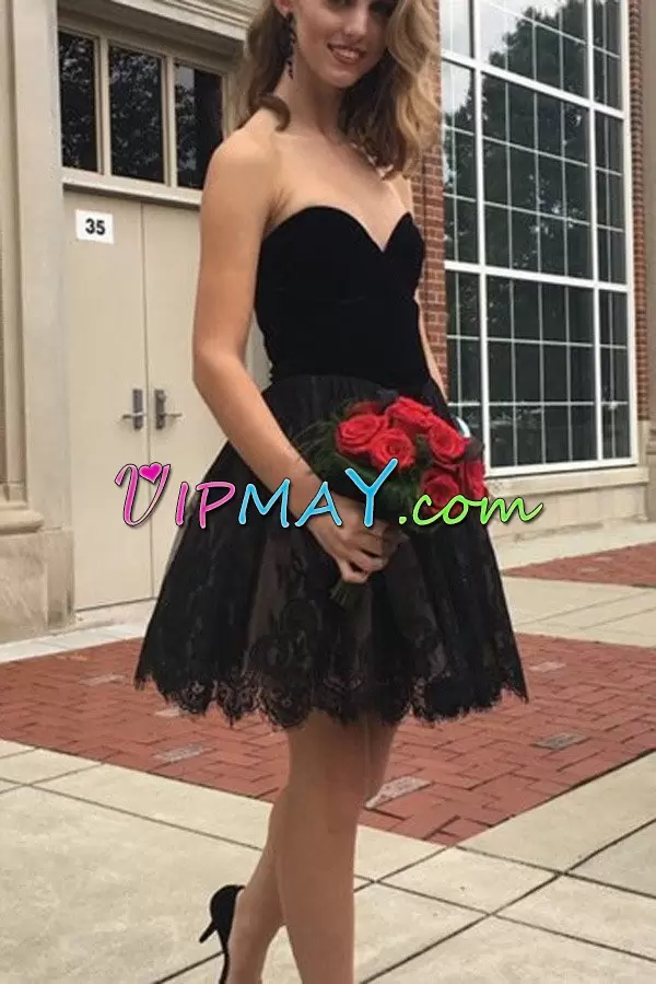 Stylish Black Sweetheart Neckline Lace Prom Party Dress Sleeveless Lace Up