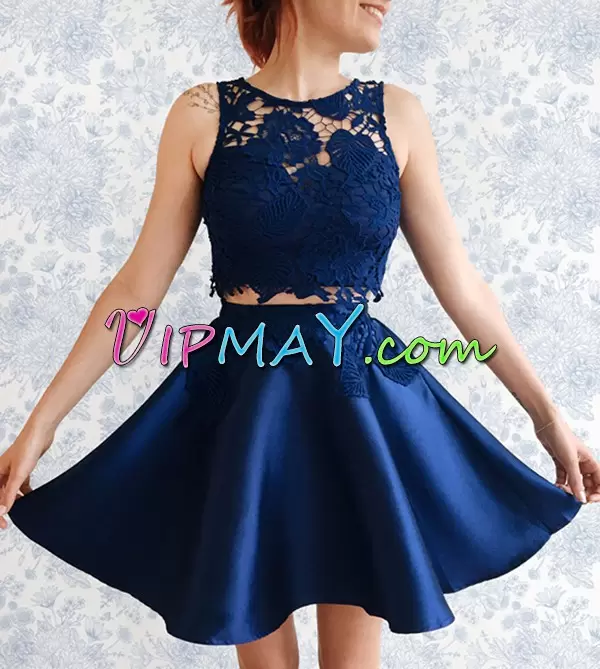 Lace Homecoming Dress Online Royal Blue Zipper Sleeveless Mini Length