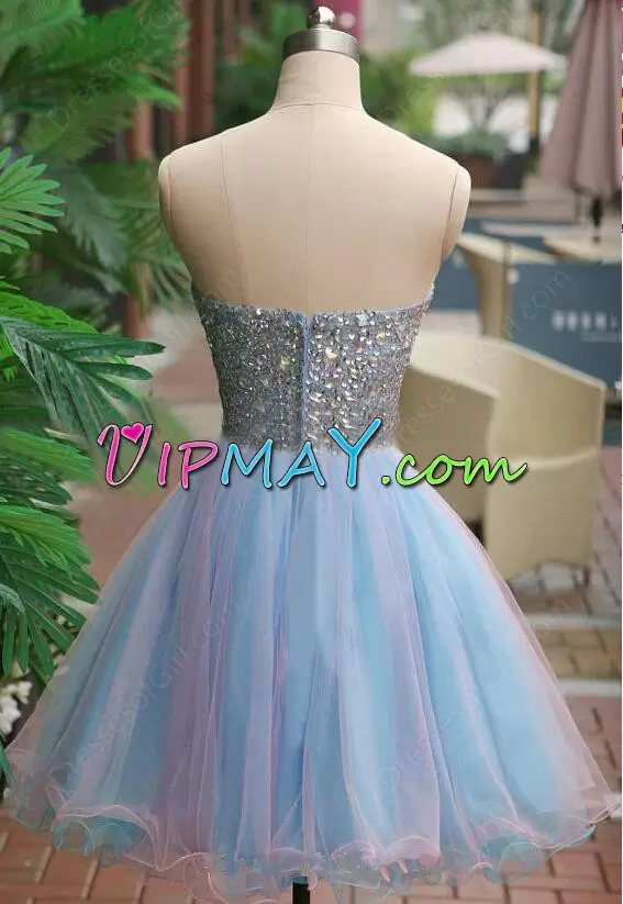 Glamorous Beading Homecoming Dress Online Multi-color Zipper Sleeveless Mini Length