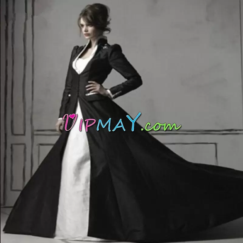 Shining High-neck Long Sleeves Prom Gown Ruching Cathedral Train Lace Up