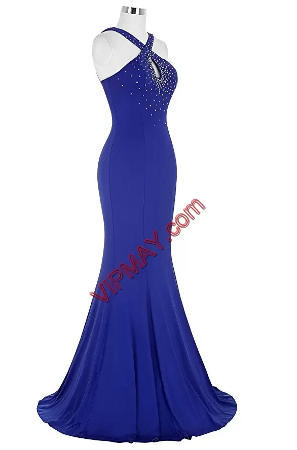 Halter Top Sleeveless Evening Dress Floor Length Beading Red Chiffon