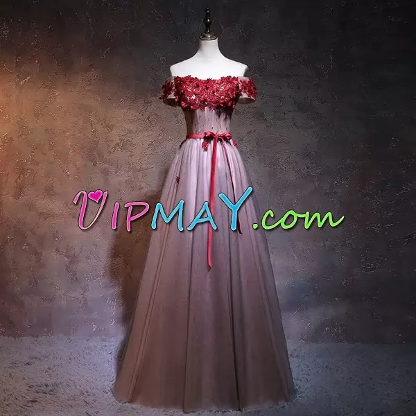 Pink Sleeveless Beading and Belt Floor Length Hoco Dress