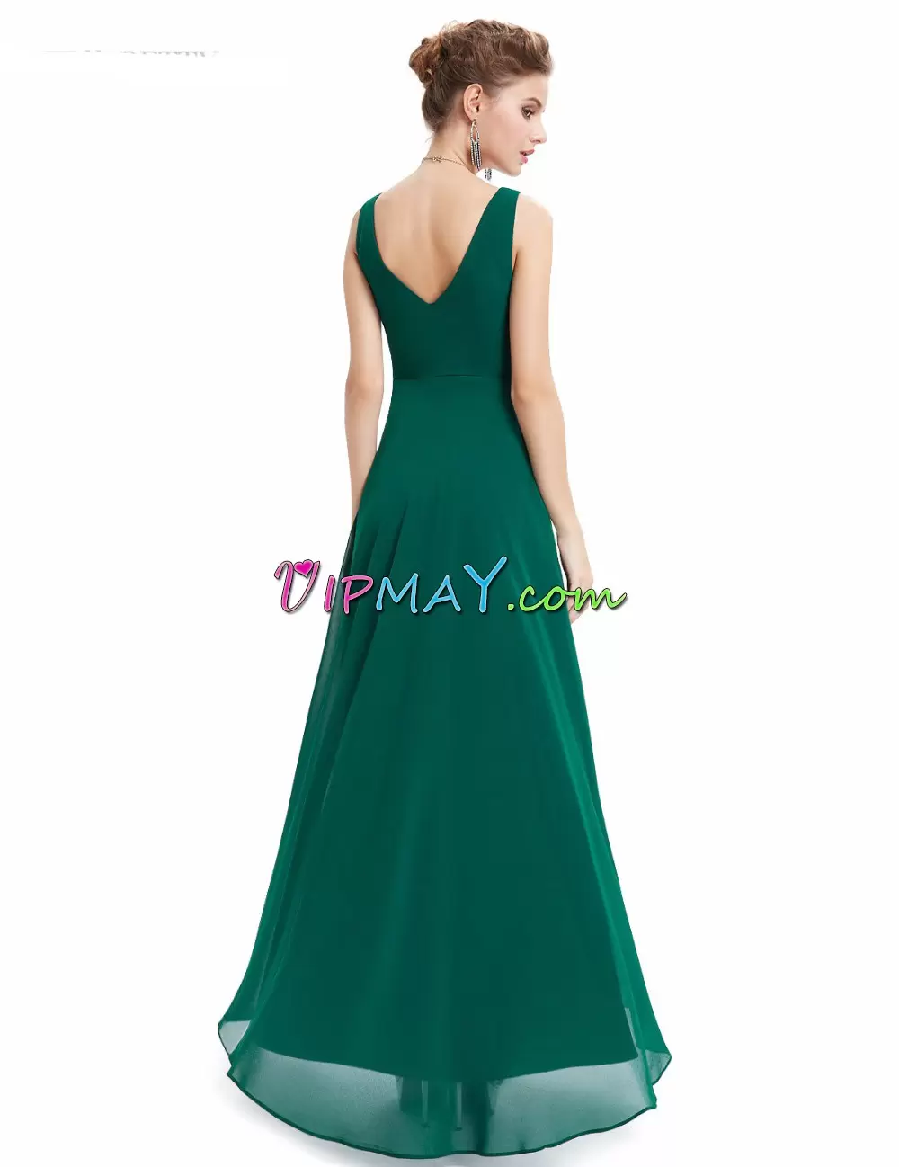 Floor Length Green Homecoming Gowns Chiffon Sleeveless Beading