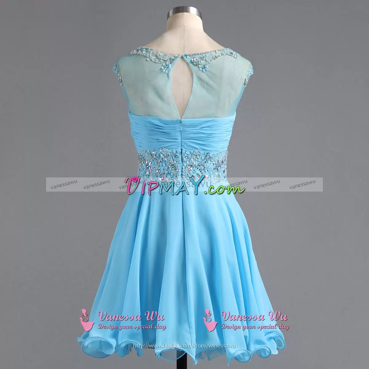 Elegant Mini Length Aqua Blue for Prom and Party and Military Ball with Beading and Ruching