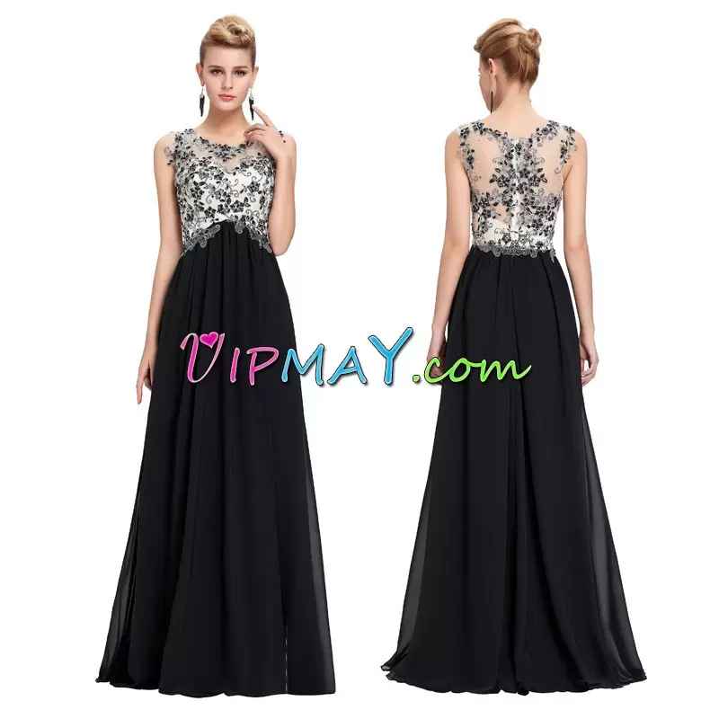 Stunning White Scoop Neckline Beading and Appliques Prom Gown Sleeveless Zipper