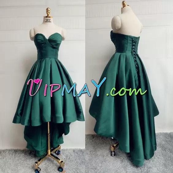 Cheap Dark Green Prom Homecoming Dress Prom and Party with Ruching Sweetheart Sleeveless