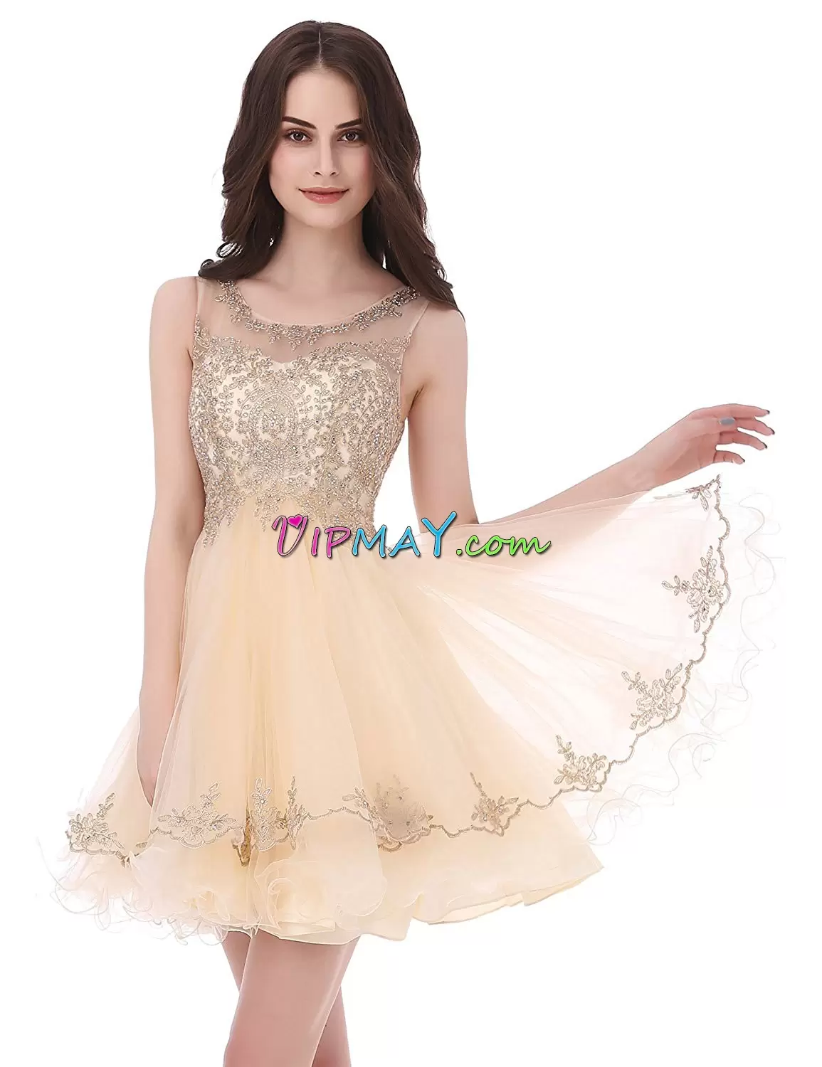 short ruffle prom dress,discount short prom dress,illusion short prom dress,champagne and gold prom dress,champagne prom dress under 100,illusion neckline short prom dress,illusion sweet 15 dress,sheer back prom dress,inexpensive prom dress under 100,size 0 prom dress under 100,